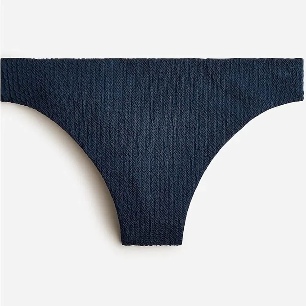 NWT J. Crew Textured High-rise Cheeky Bikini Bottom Deep Midnight Navy Size L